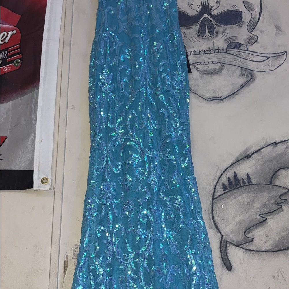 Lulu's Iridescent Blue Sequin Gown